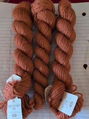 3 Rowan Lightweight DK Yarn Skeins in Rusty Pumpkin